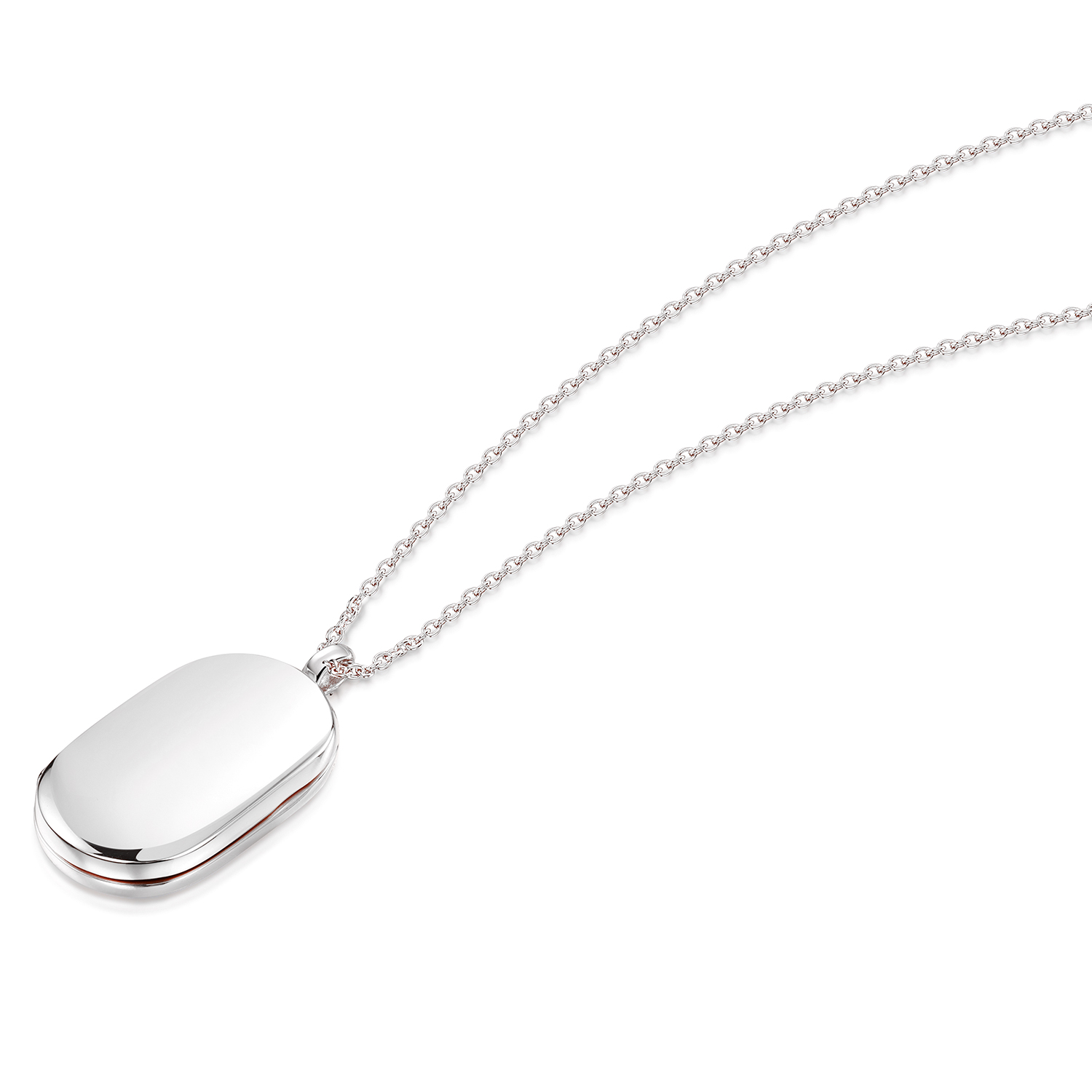 Mens Personalised Oval Tag Locket Silver