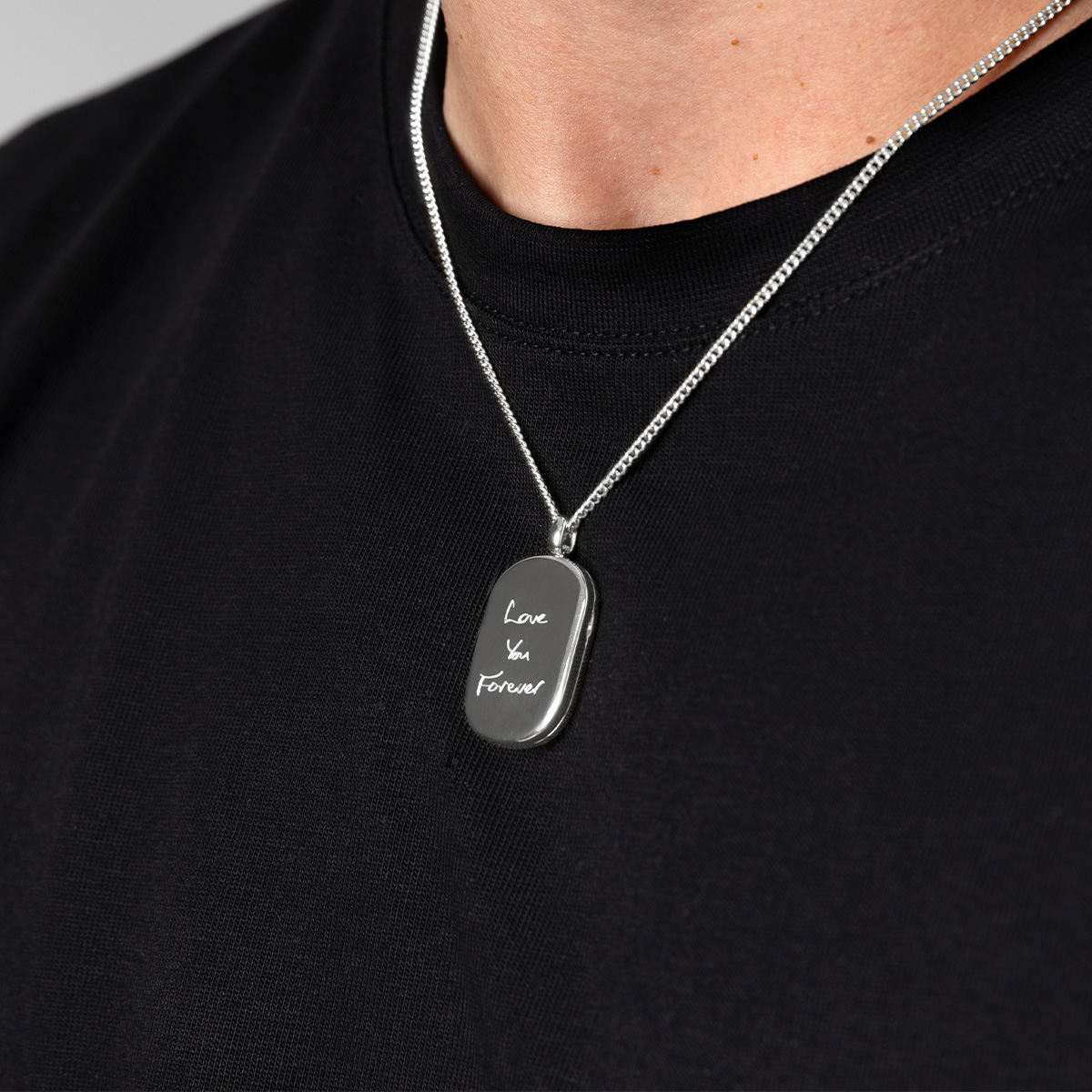 Locket For Men Personalised Men’s Silver Tag Locket For Him | Engravers Guild