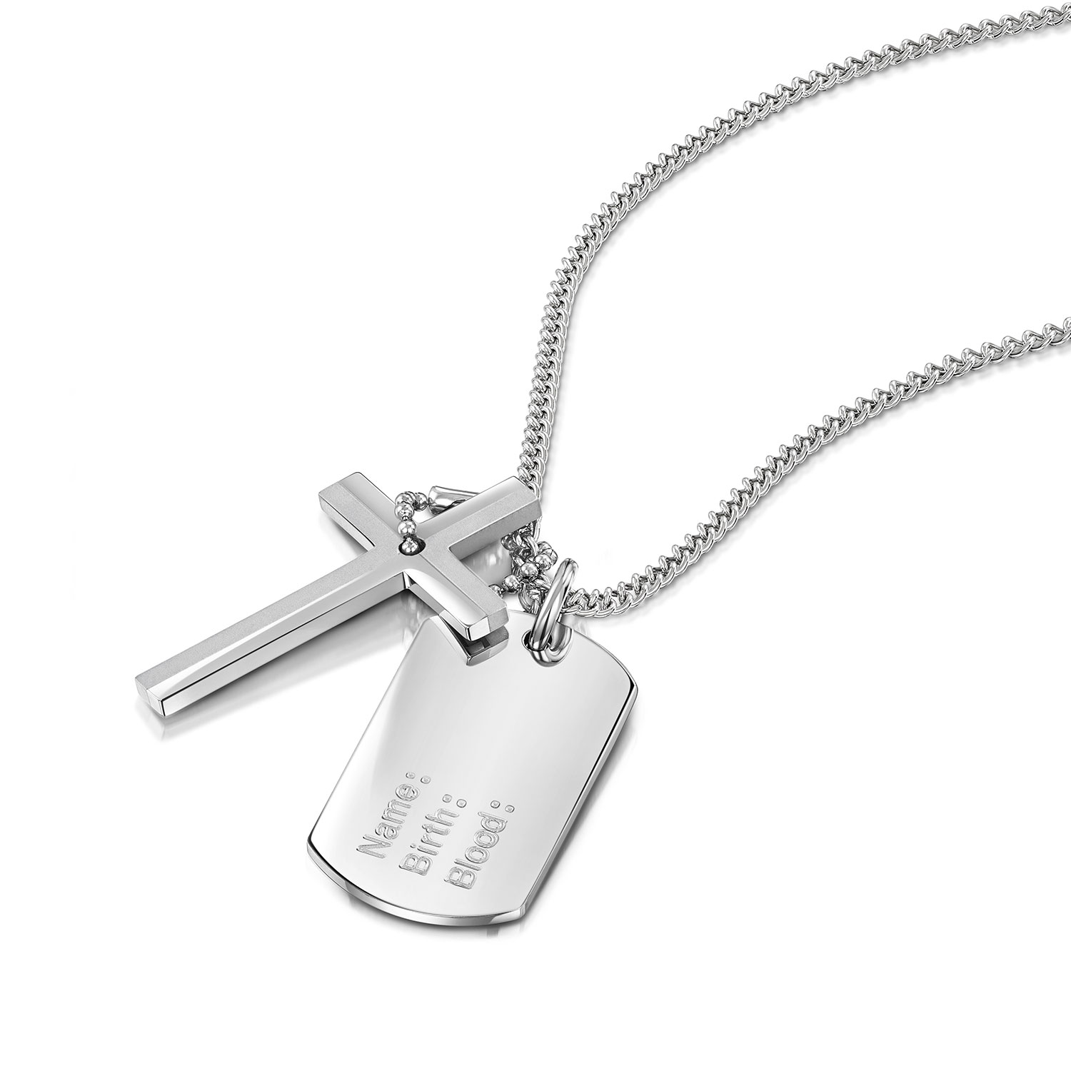 Cross and Dog Tag Necklace | Engravers Guild