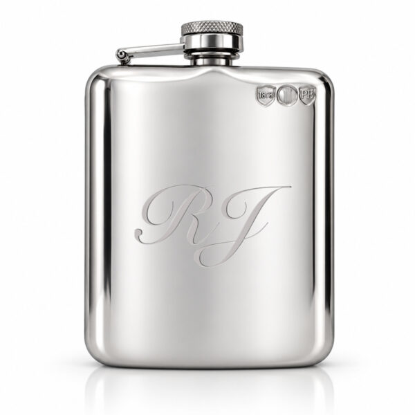 Large Initials Polished Hip Flask