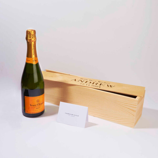 Veuve engraved champagne bottle
