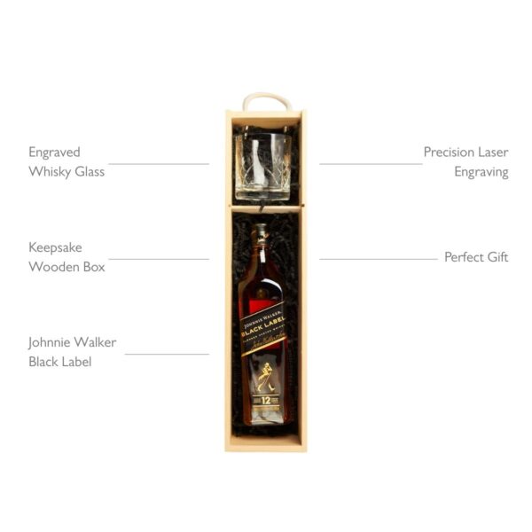 Johnnie Walker Black Label Whisky & Engraved Single Glass