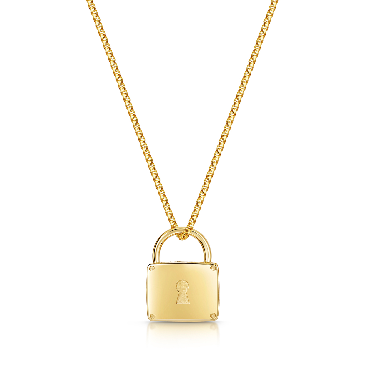 Italian Engraved Gold Love Lock Padlock Necklace | Engravers Guild