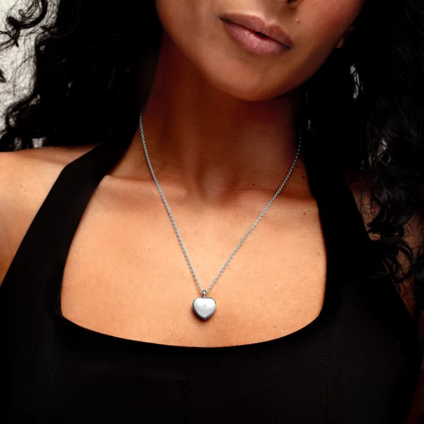 Diamond Set Heart Ashes Urn Necklace