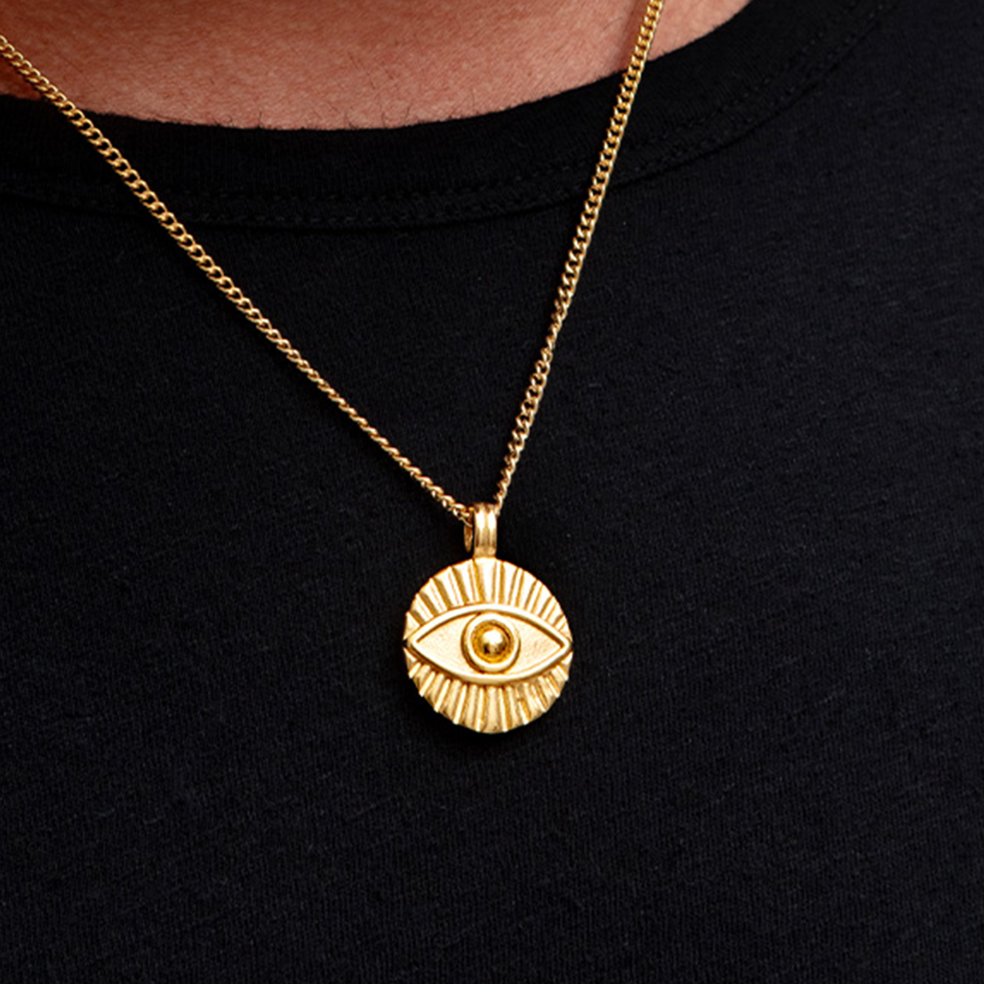 Evil Eye Personalised Men’s Necklace – 18K Silver Plated Steel NKF791925G-SS