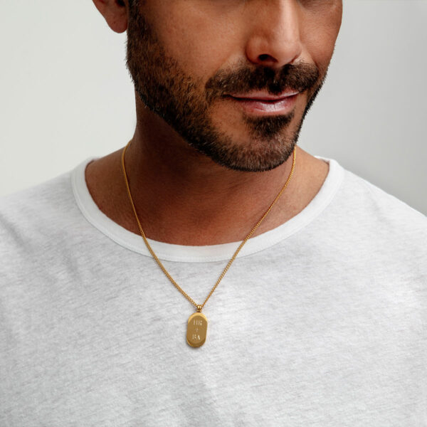 Pill Dog Tag Personalised Necklace - 18K Gold Plated Steel