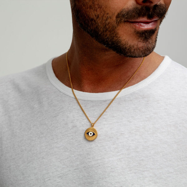 Eye Of Providence Men's Necklace - 18K Gold Plated Steel