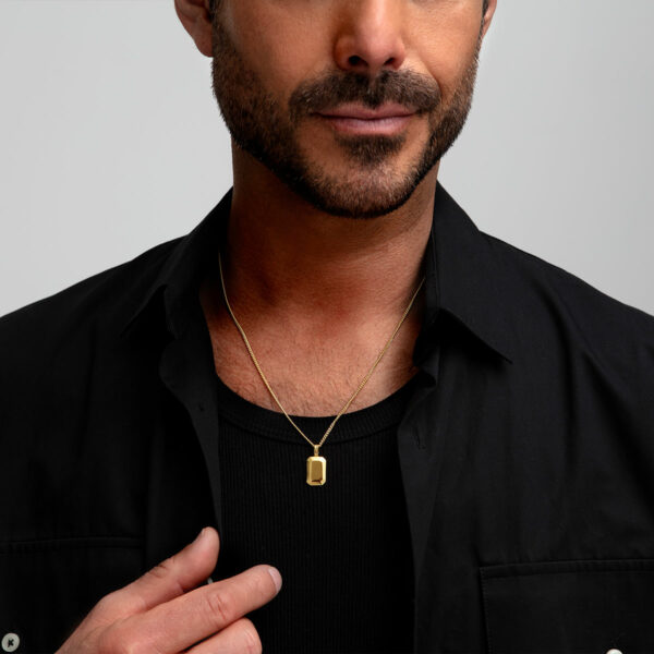 Small Ingot Men's Necklace - 18K Gold Plated Steel