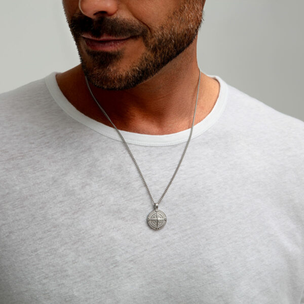 Compass Men's Necklace - Steel