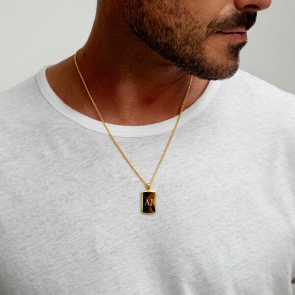 Wide Ingot Men's Necklace - 18K Gold Plated Solid Silver