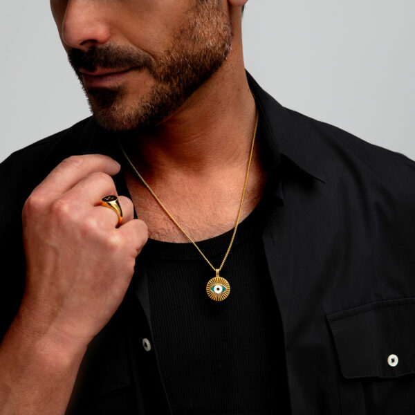 Eye Of Providence Men's Necklace -18K Gold Plated Solid Silver