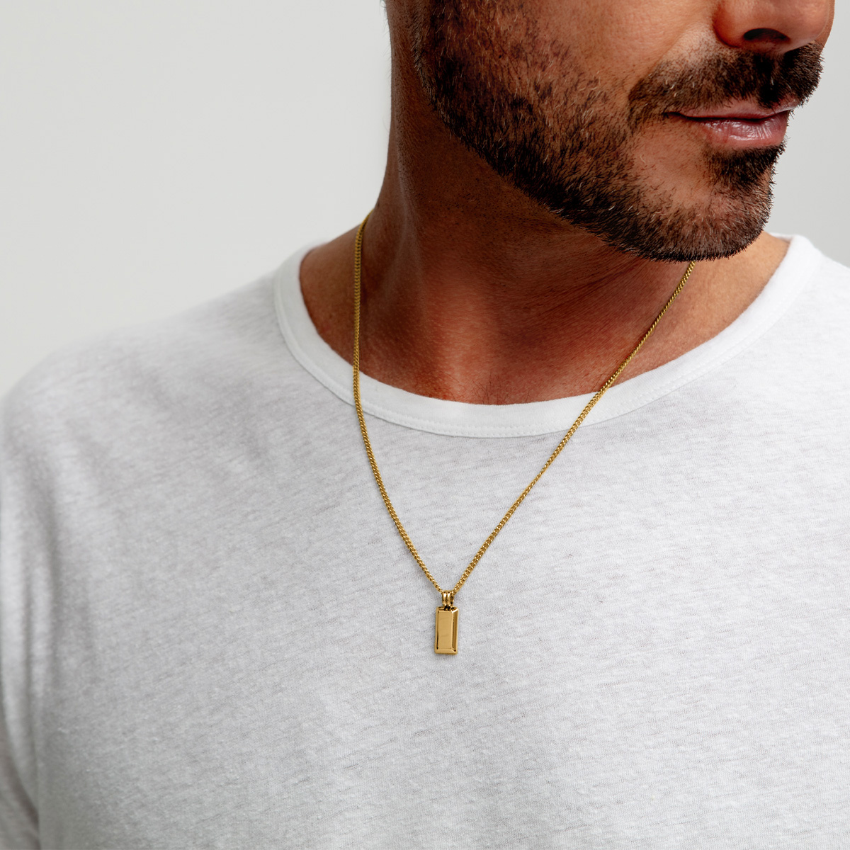 Small Ingot Necklace - 18K Gold Plated Steel | Engravers Guild