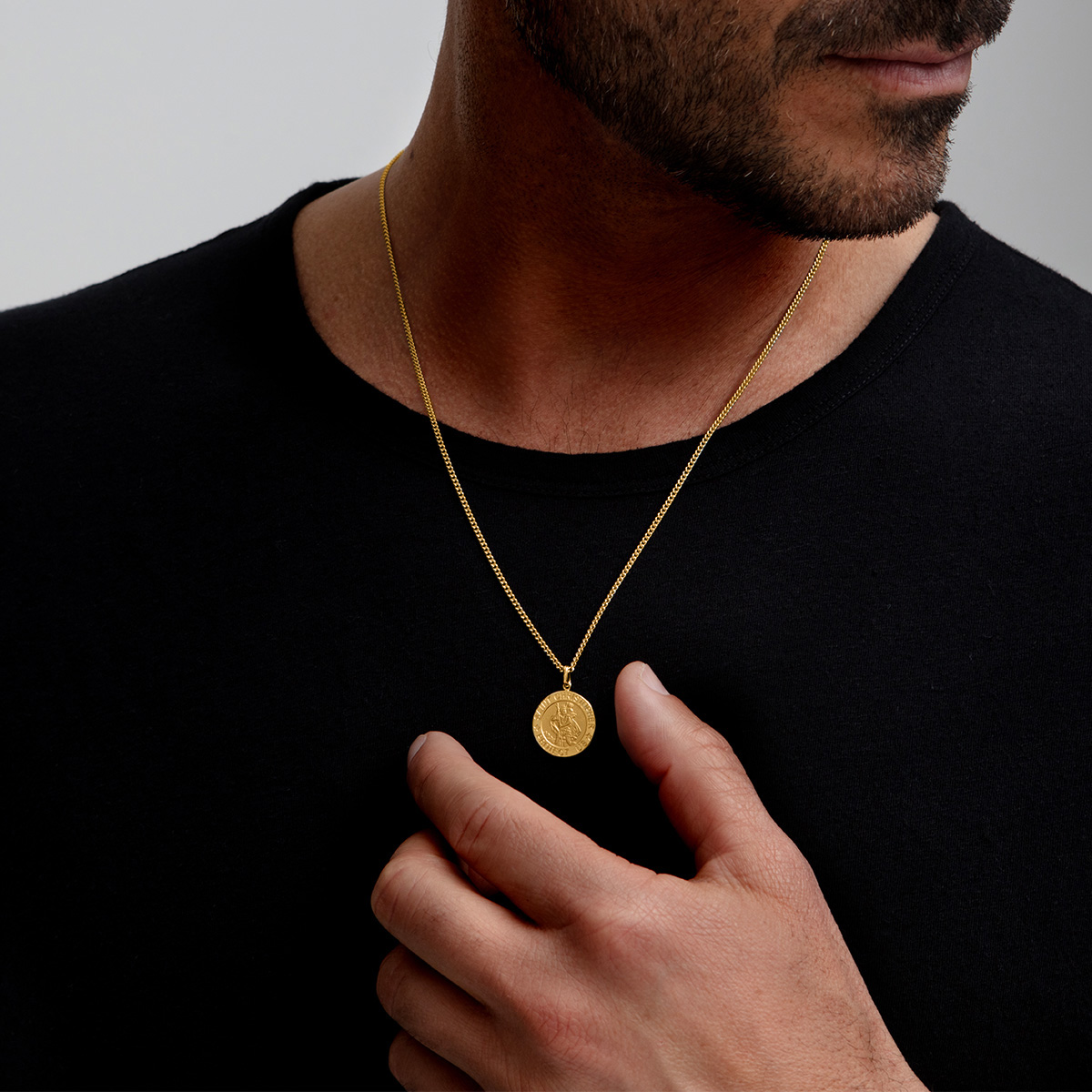 St Christopher Protect Us Round Necklace