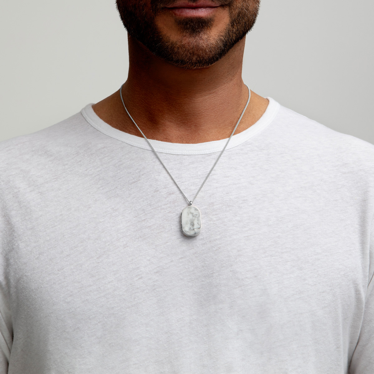 Men’s Large Howlite Dog Tag Locket