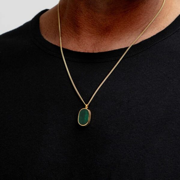 Mens Malachite Locket Gold
