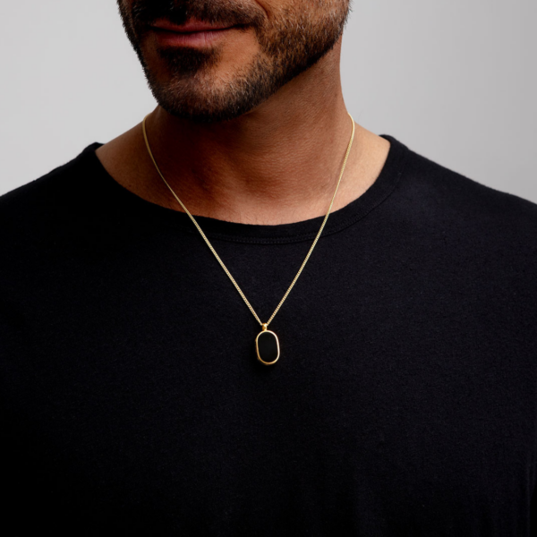 Mens Black Onyx Locket Gold