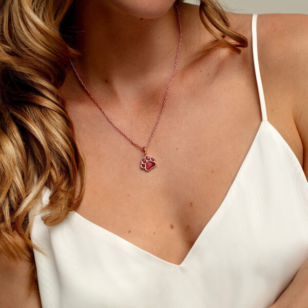rose gold paw print resin ashes necklace