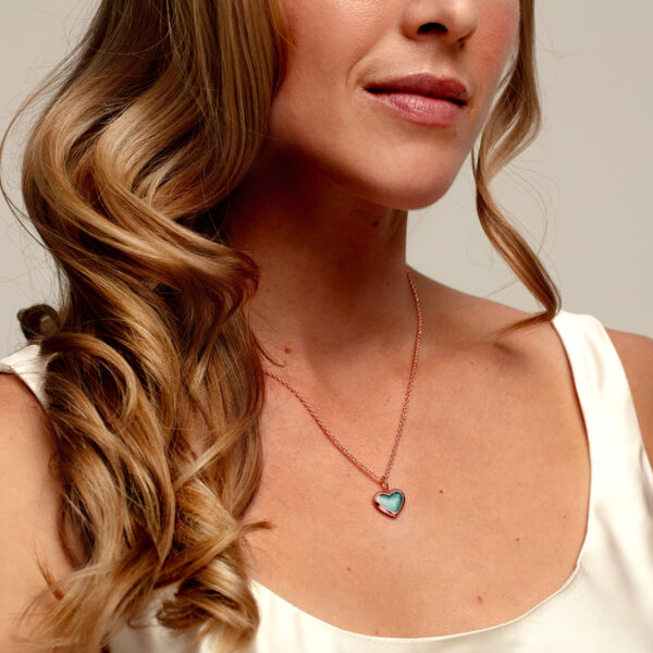 Rounded Heart Ashes Resin Pendant - Rose Gold