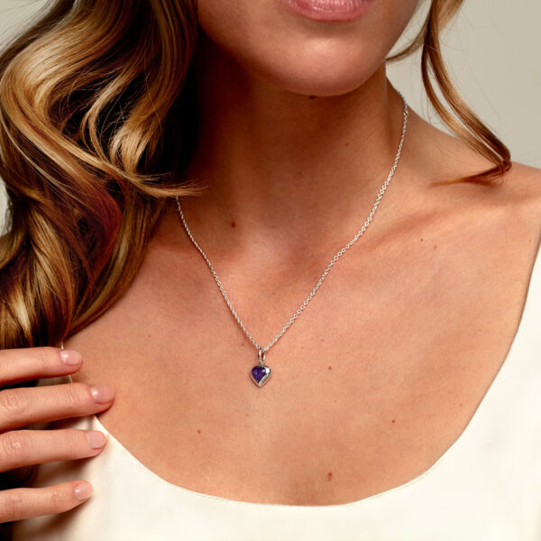 Drop Heart Ashes Resin Pendant - Silver