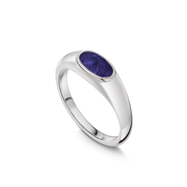 Small Oval Ashes Resin Ring - Silver