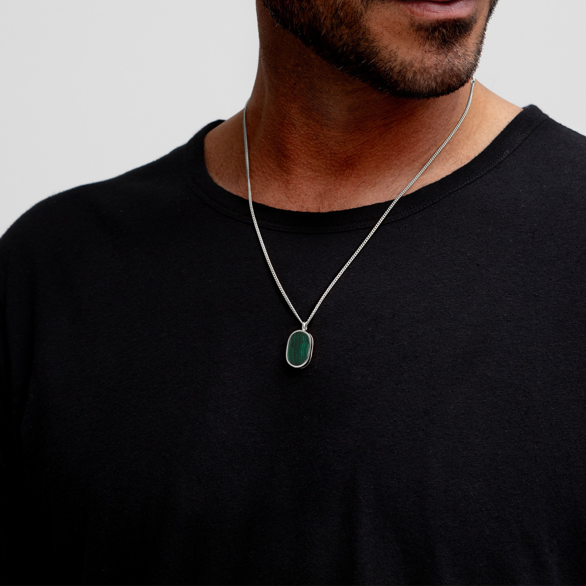 Small Malachite Dog Tag Locket