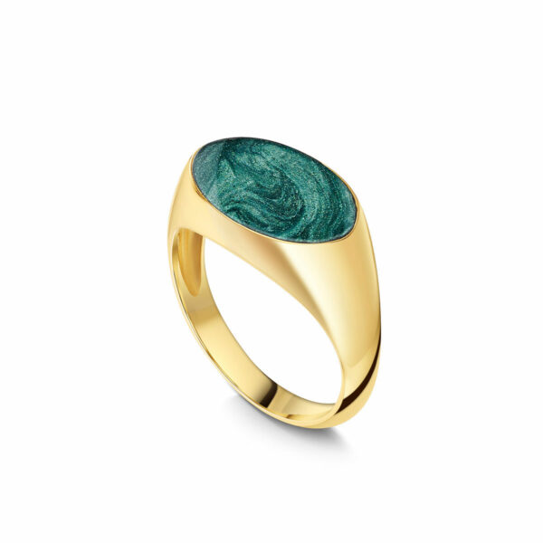 Large Oval Signet Ashes Resin Ring - Gold