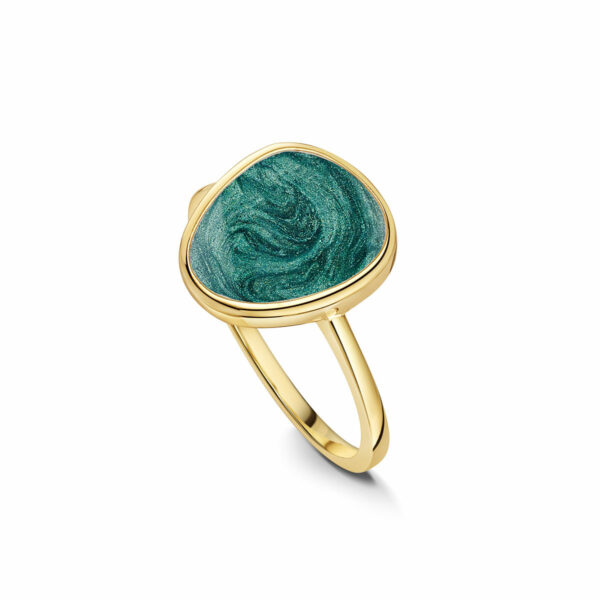 Pebble Ashes Resin Ring - Gold