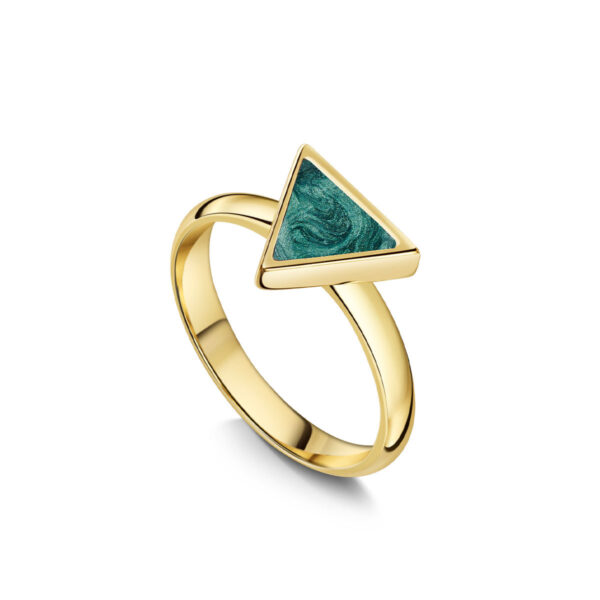 Triangular Ashes Resin Ring - Solid 14k Gold