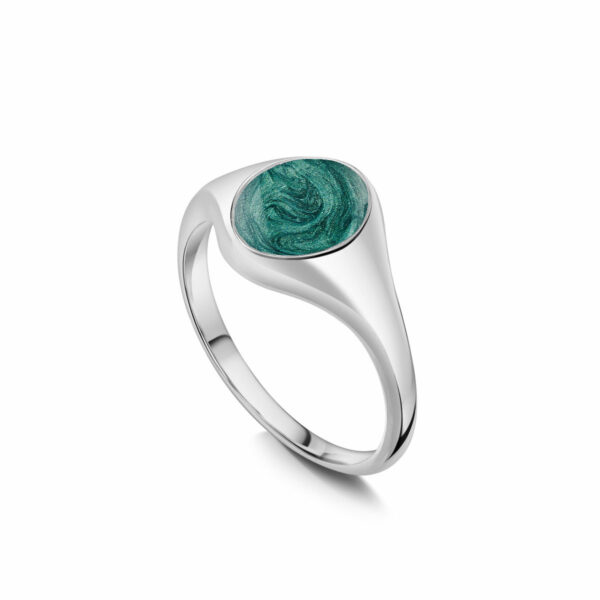 Upright Oval Ashes Resin Ring - Silver