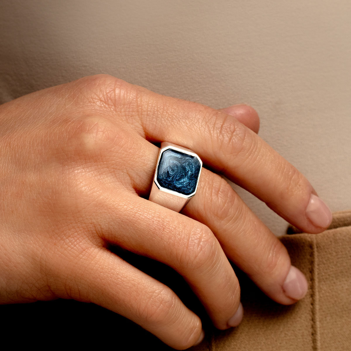 Octagonal Signet Ashes Resin Ring