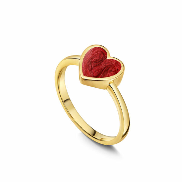 Heart Ashes Resin Ring With Plain Band - Gold
