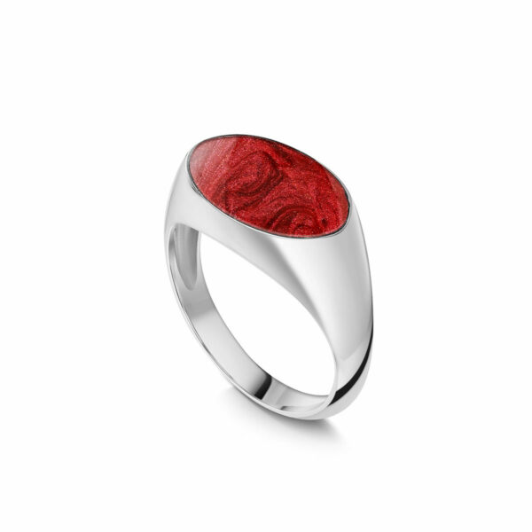 Large Oval Signet Ashes Resin Ring - Silver