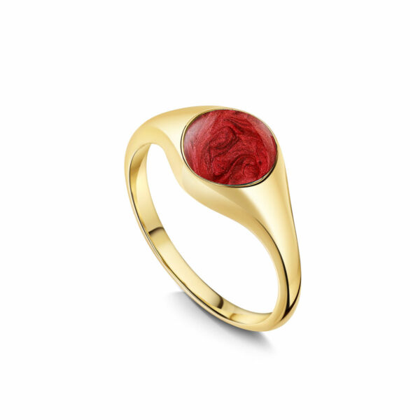 Round Signet Ashes Resin Ring - Gold