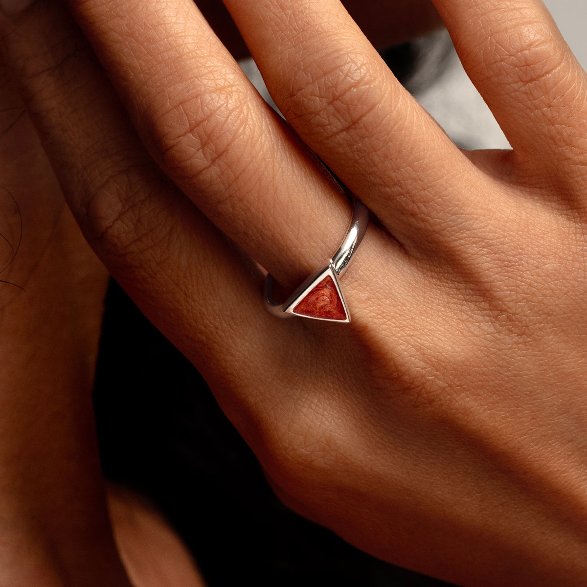 Triangular Ashes Resin Ring