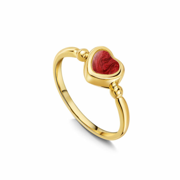 Heart Ashes Resin Ring With Bead Band - Gold