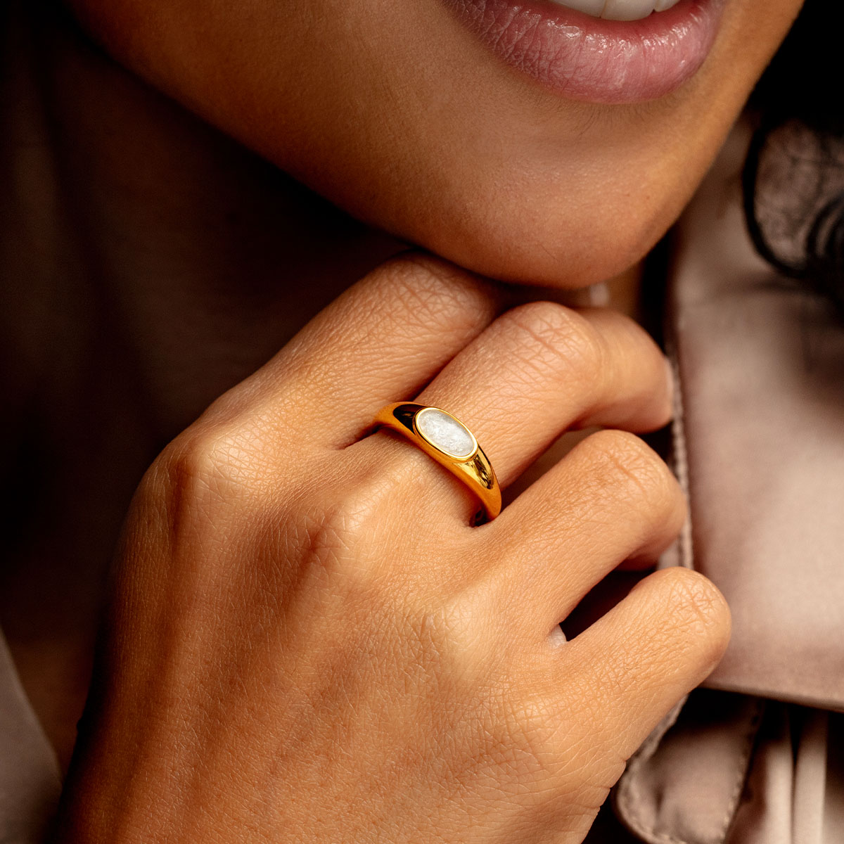 Flat Oval Signet Ashes Resin Ring