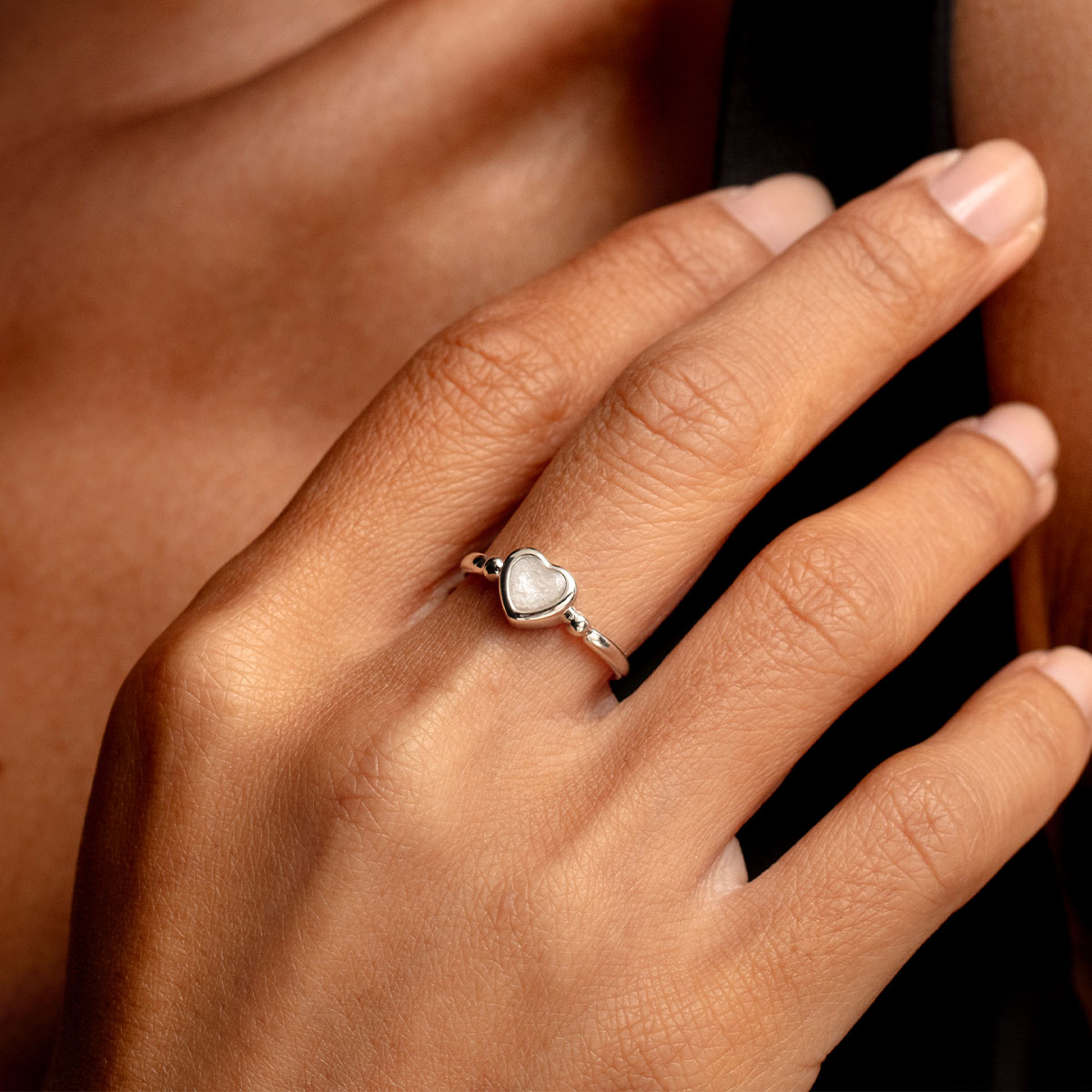Heart Ashes Resin Ring With Bead Band