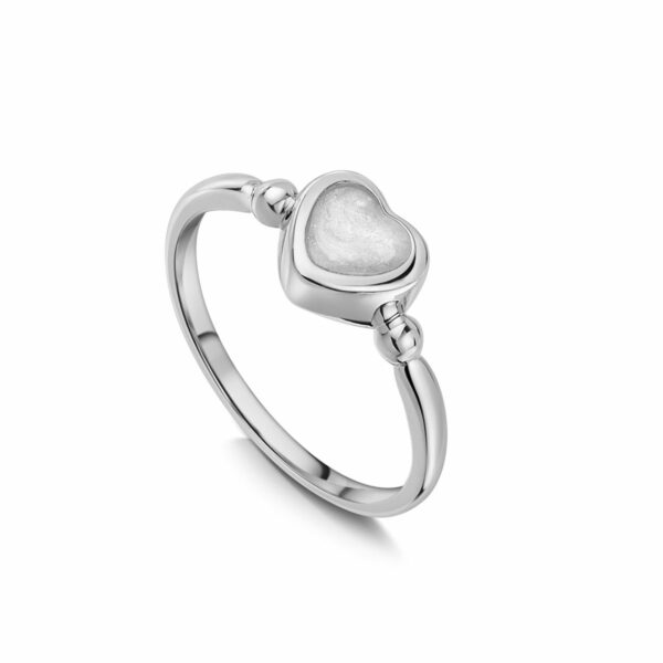 Heart Ashes Resin Ring With Bead Band - Silver