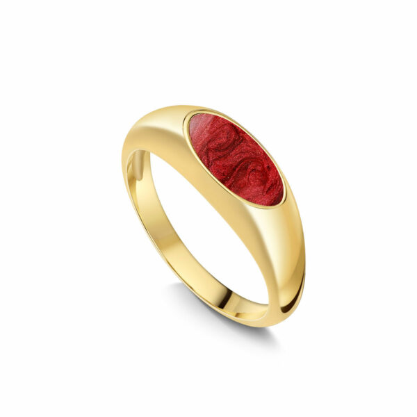 Flat Oval Signet Ashes Resin Ring - Gold