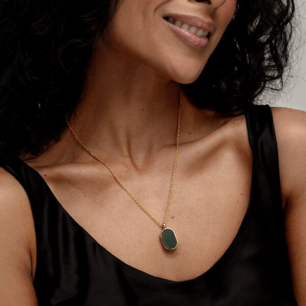 malachite dog tag locket