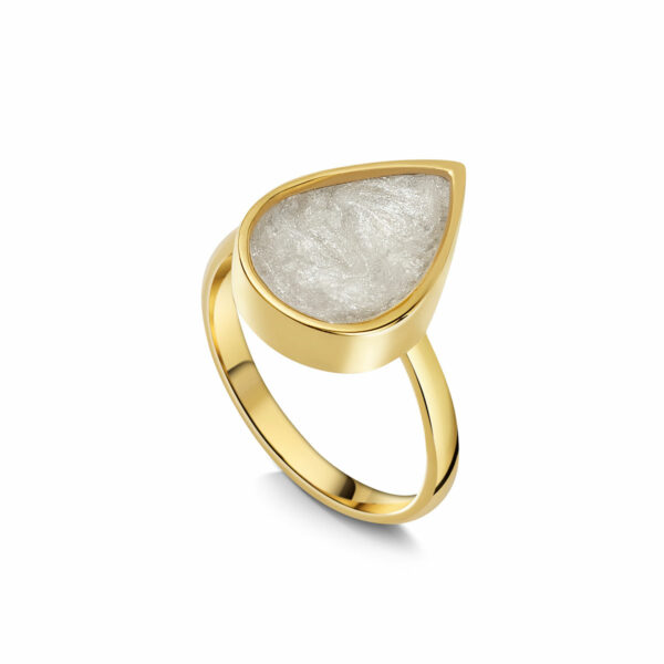 Teardrop Ashes Resin Ring - Gold