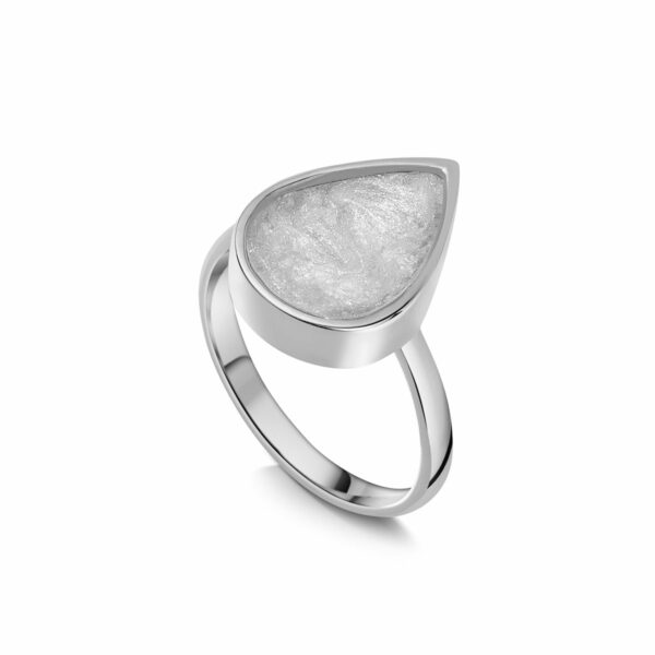 Teardrop Ashes Resin Ring - Silver