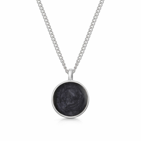 Men's Round Ashes Resin Necklace - Silver