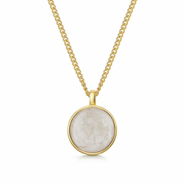 Men's Round Ashes Resin Necklace - Gold