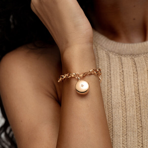 Diamond Drum Urn Bracelet with Links Chain - Rose Gold DCBR002316-D-RGP