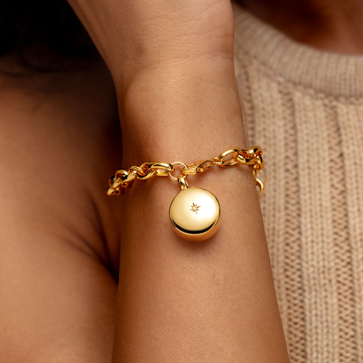 Diamond Drum Urn Bracelet with Links Chain