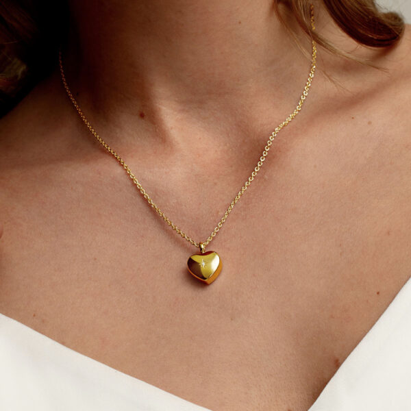 Large Crystal Set Heart Urn Ashes Necklace