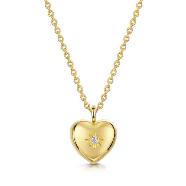 Large Crystal Set Heart Urn Ashes Necklace - Gold