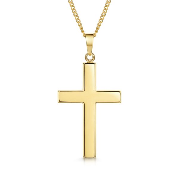 Men's Large Plain Cross Pendant with Curb Chain