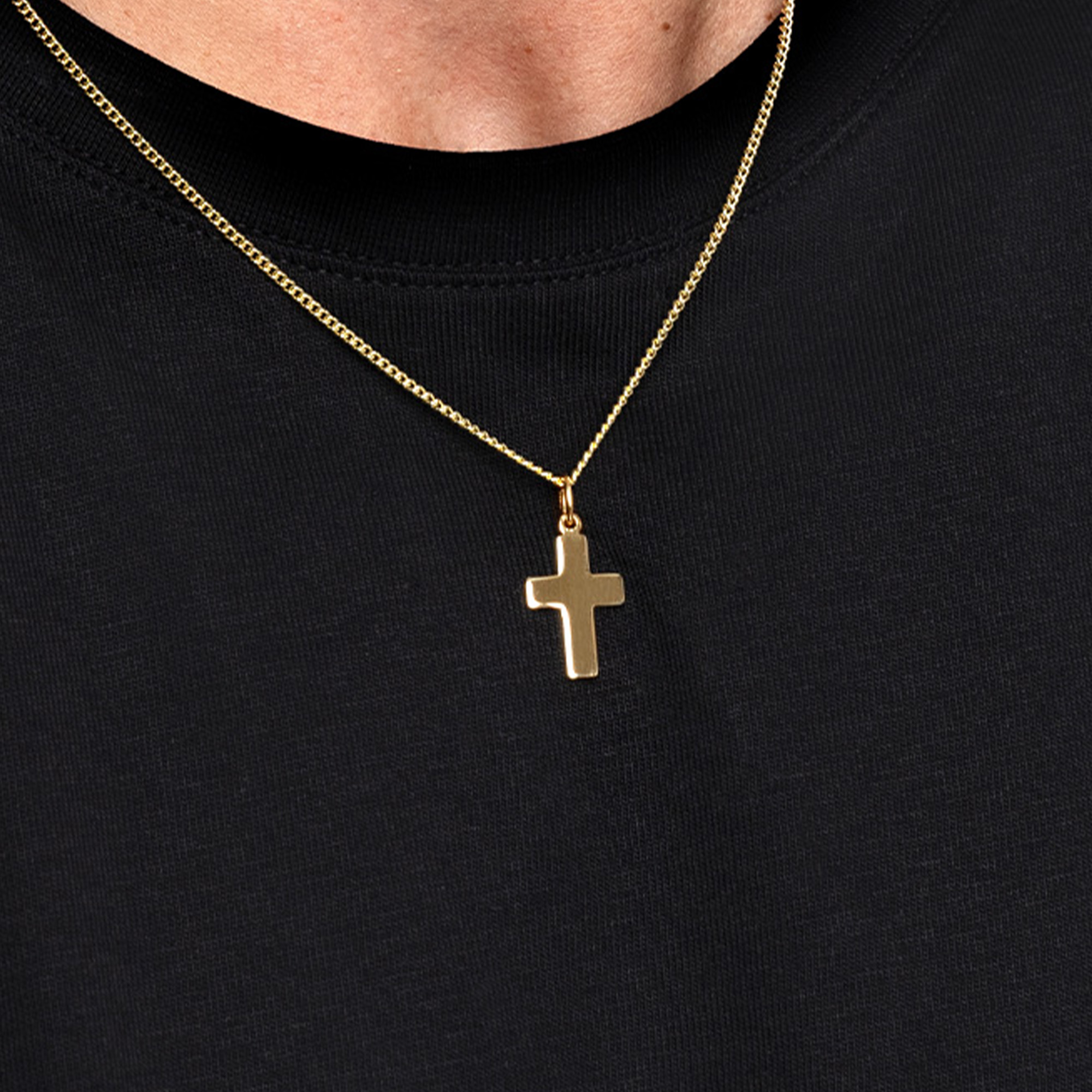 Men’s Cross Pendant with Curb Chain –